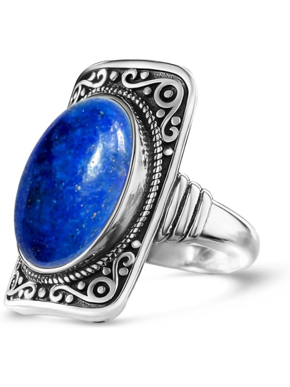Chunky Boho Vintage Natural Stone Ring, Retro Crystal Quartz Statement Jewelry